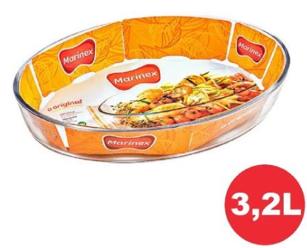 Assadeira de Vidro Refratário Oval Média 3,2L