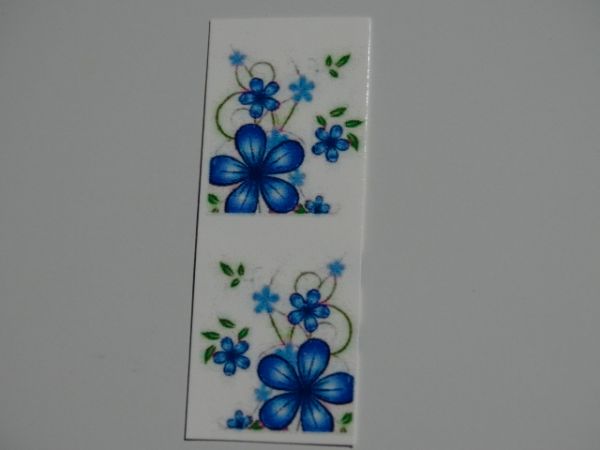 Adesivo Tatuagem para Unhas Flores Azul